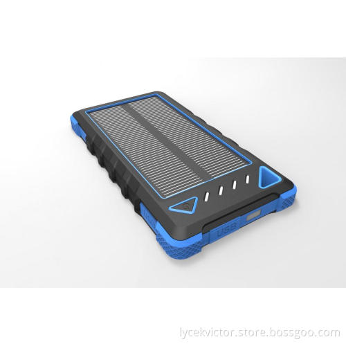 2015 solar power bank 5000mah waterproof, rubber case dual USB outputs